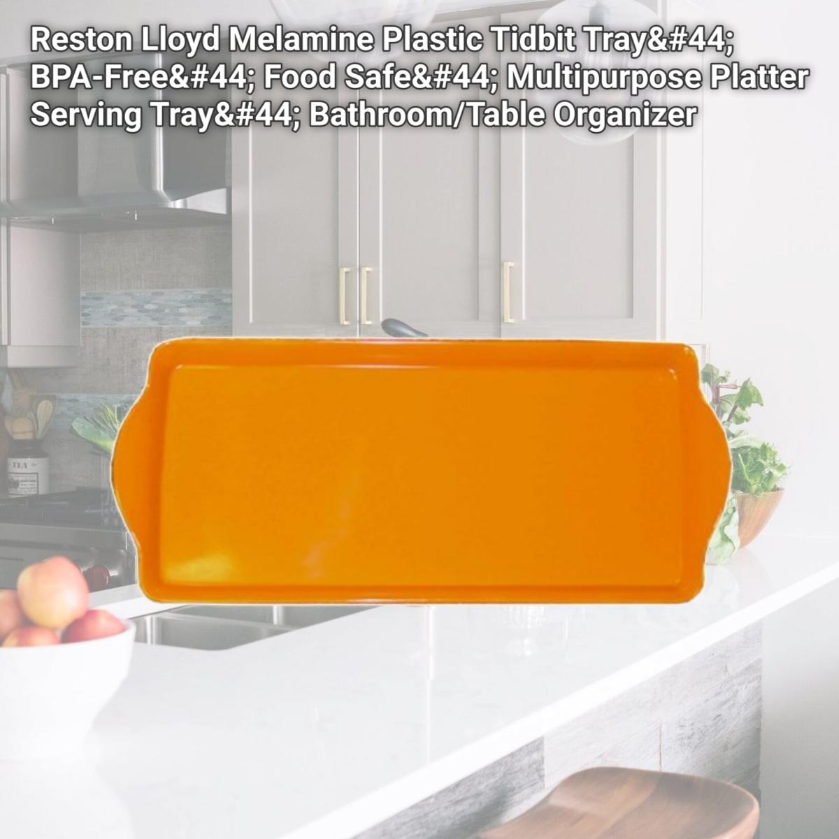 Picture of Reston Lloyd Melamine Plastic Tidbit Tray, BPA-Free, Food Safe, Multipurpose Platter Serving Tray, Bathroom/Table Organizer