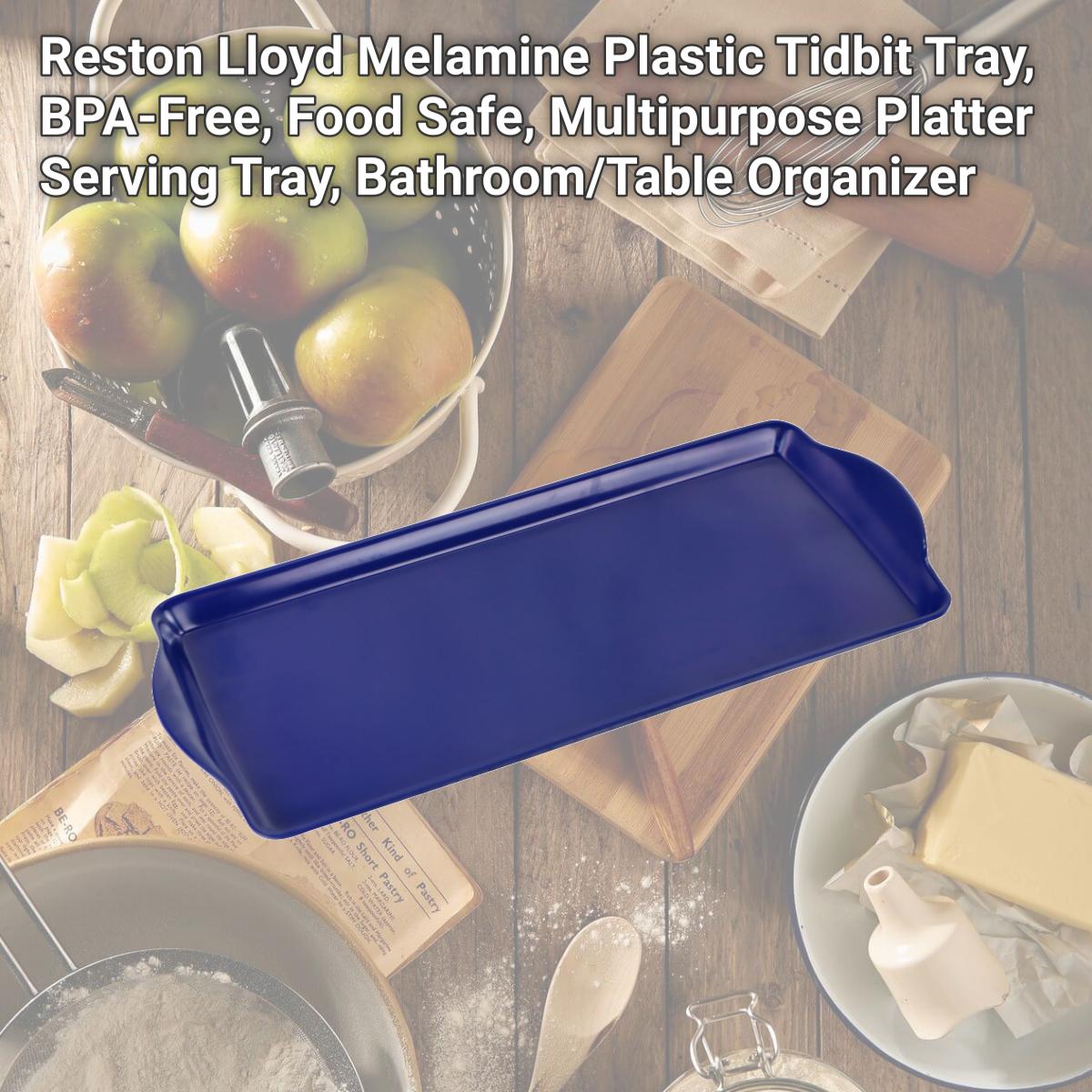 Picture of Reston Lloyd Melamine Plastic Tidbit Tray, BPA-Free, Food Safe, Multipurpose Platter Serving Tray, Bathroom/Table Organizer