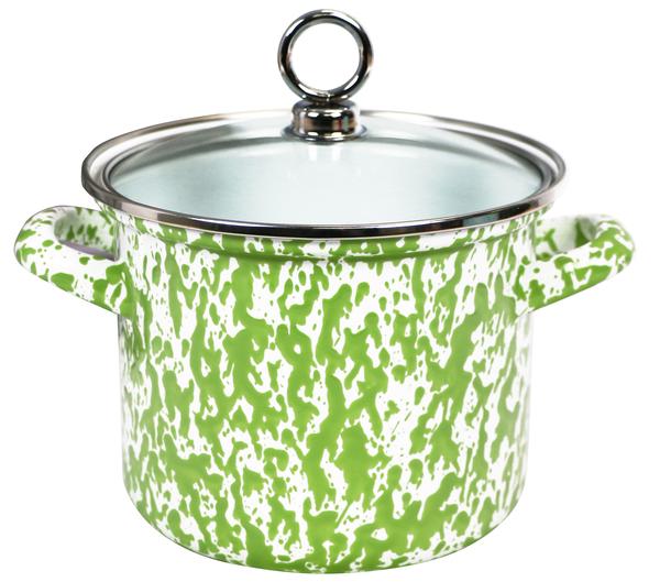 59891 1.5 Qt Stock Pot With Glass Lid, Lime Marble