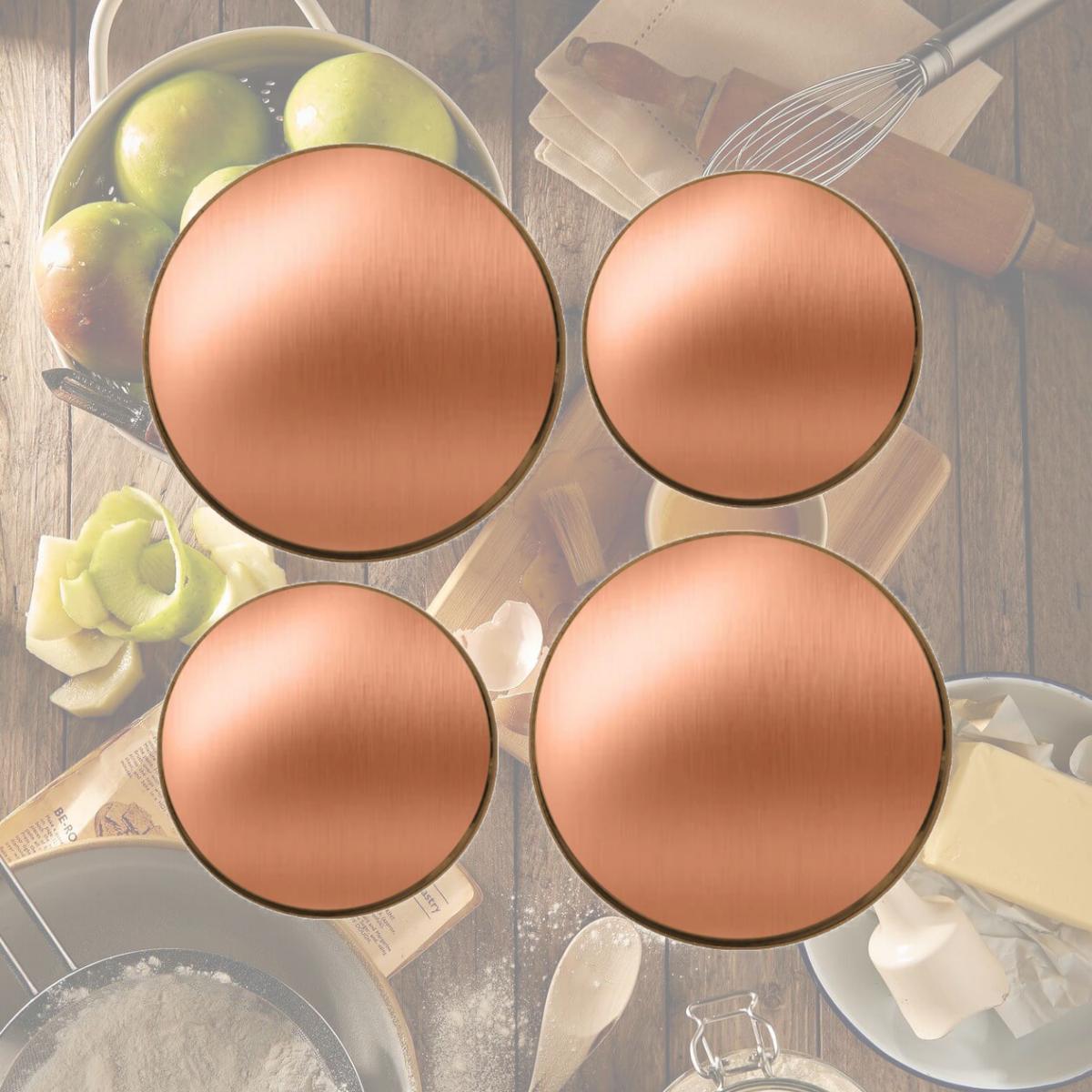 Picture of Reston Lloyd Burner Covers for Electric Stovetop, Decorative Lightweight Tin Covers, Set of 4 Covers (2-8 inch &amp; 2-10 inch), Conceals Messy Drip Pans  - Copper