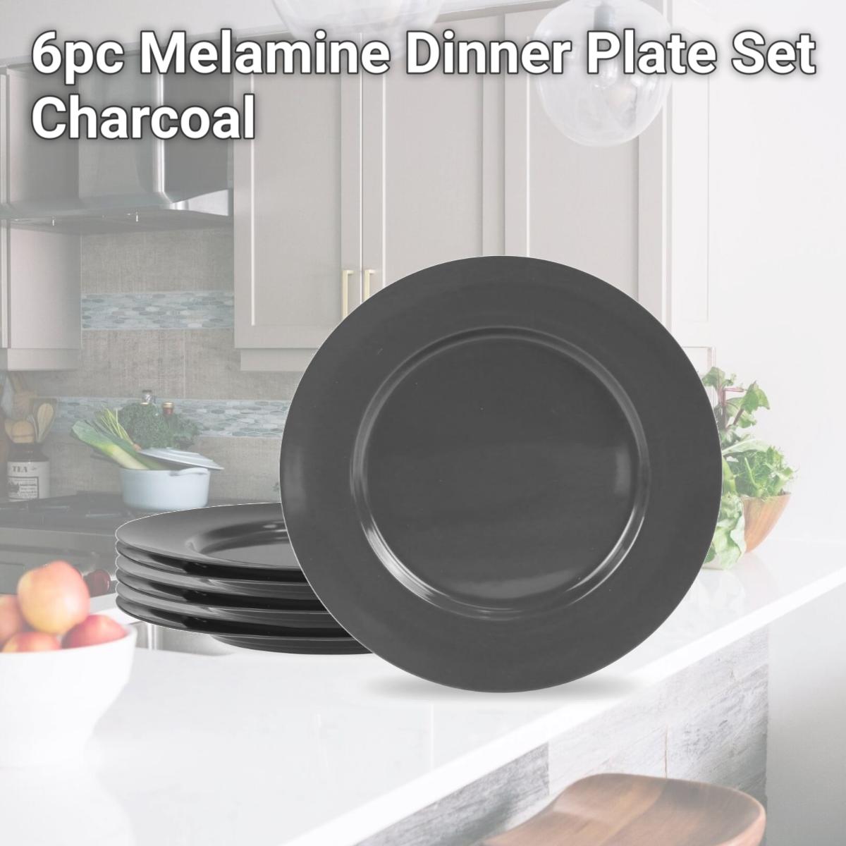 Picture of Reston Lloyd 71110 6pc Melamine Dinner Plate Set  Charcoal 