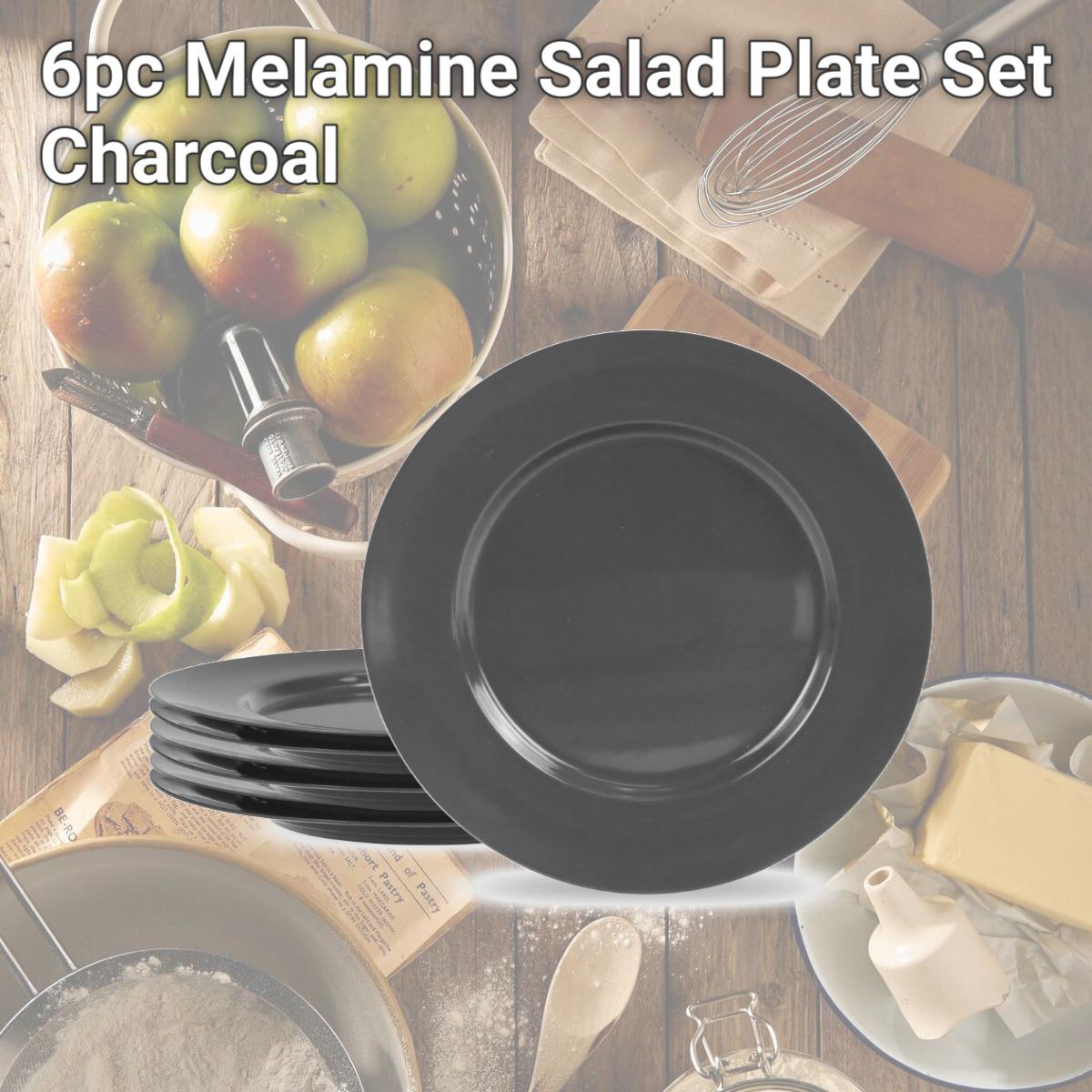 Picture of Reston Lloyd 72110 6pc Melamine Salad Plate Set  Charcoal 