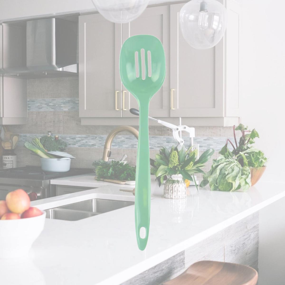 Picture of Reston Lloyd Melamine Slotted Spoon  Seafoam