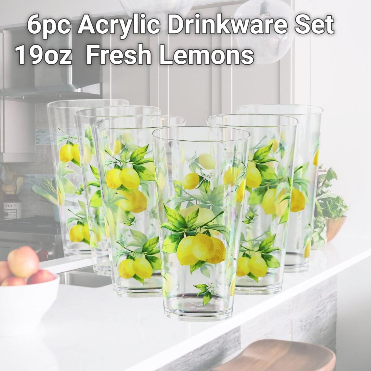 Picture of Reston Lloyd 75419 6pc Acrylic Drinkware Set 19oz  Fresh Lemons 