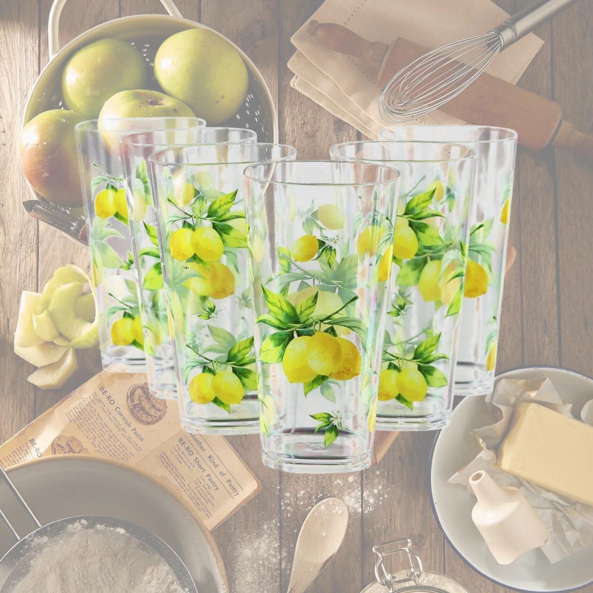 Picture of Reston Lloyd 75419 6pc Acrylic Drinkware Set 19oz  Fresh Lemons 