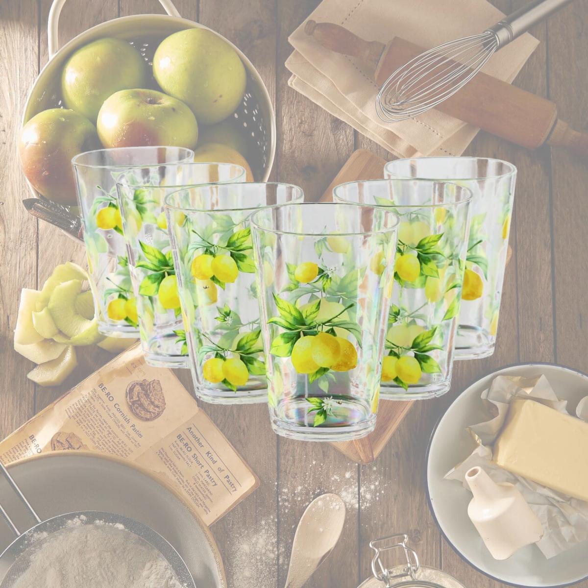Picture of Reston Lloyd 95419 6pc Acrylic Drinkware Set 8oz  Fresh Lemons 
