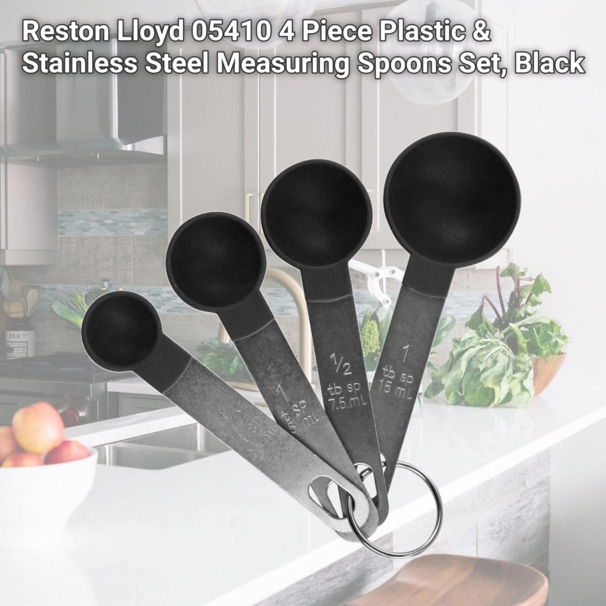 Picture of Reston Lloyd 05410 4 Piece Plastic & Stainless Steel Measuring Spoons Set, Black