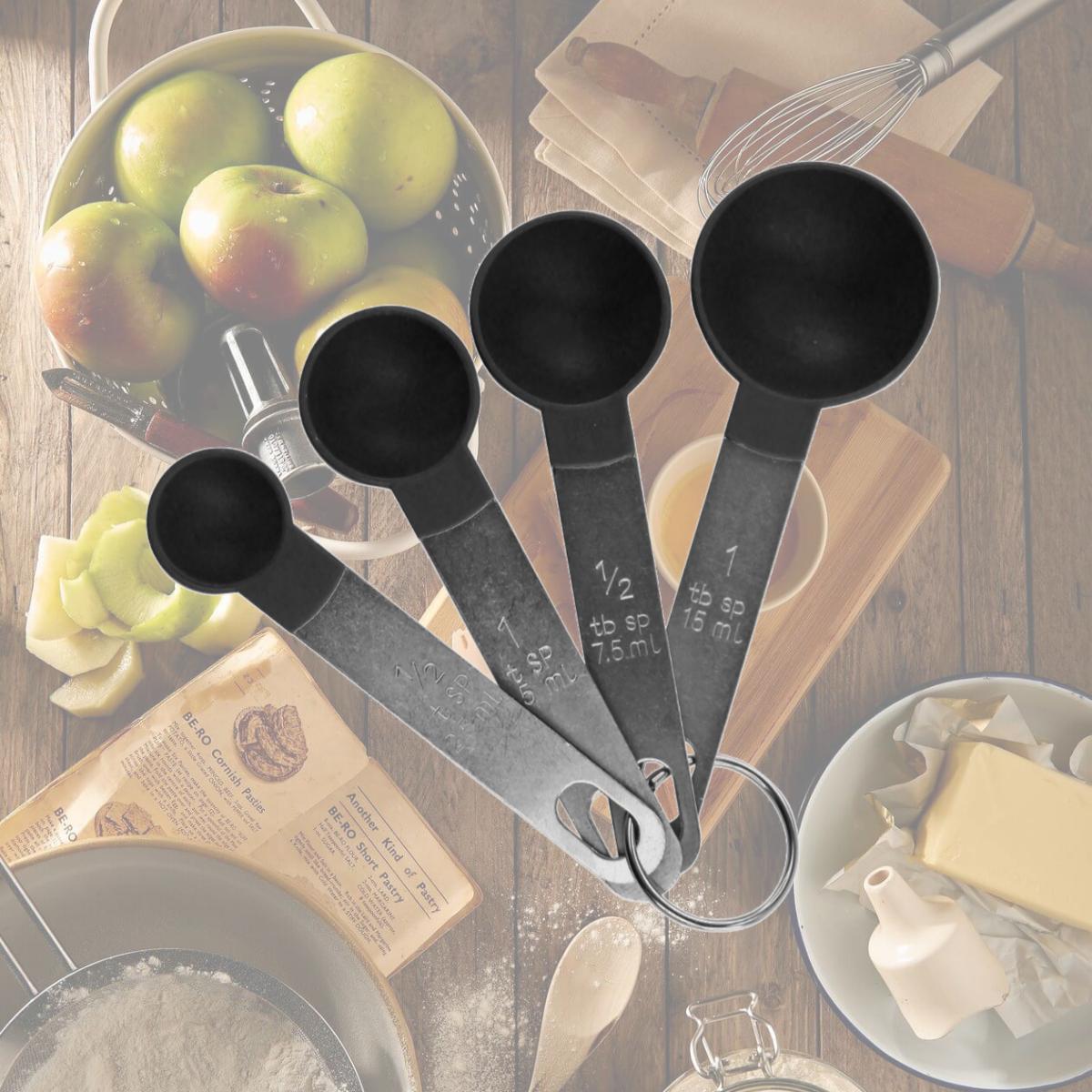 Picture of Reston Lloyd 05410 4 Piece Plastic & Stainless Steel Measuring Spoons Set, Black