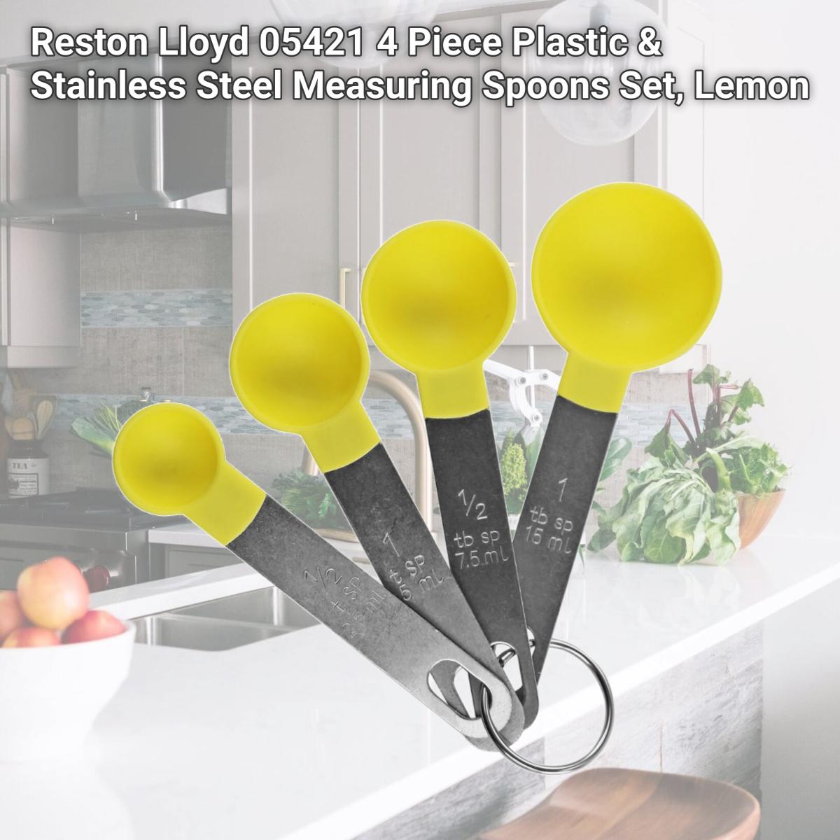 Picture of Reston Lloyd 05421 4 Piece Plastic & Stainless Steel Measuring Spoons Set, Lemon