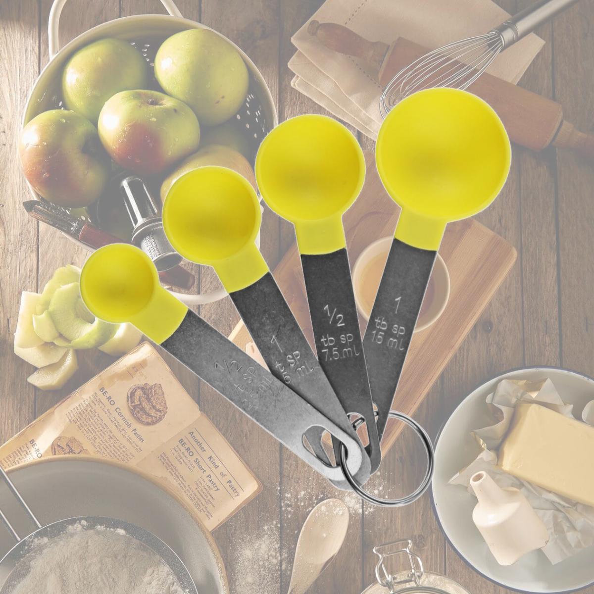 Picture of Reston Lloyd 05421 4 Piece Plastic & Stainless Steel Measuring Spoons Set, Lemon