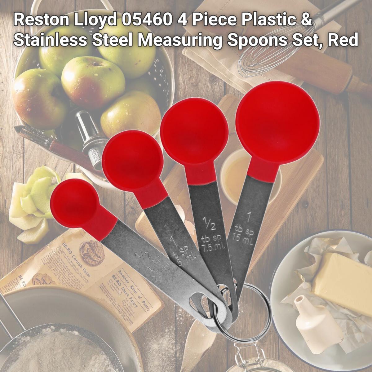 Picture of Reston Lloyd 05460 4 Piece Plastic & Stainless Steel Measuring Spoons Set, Red