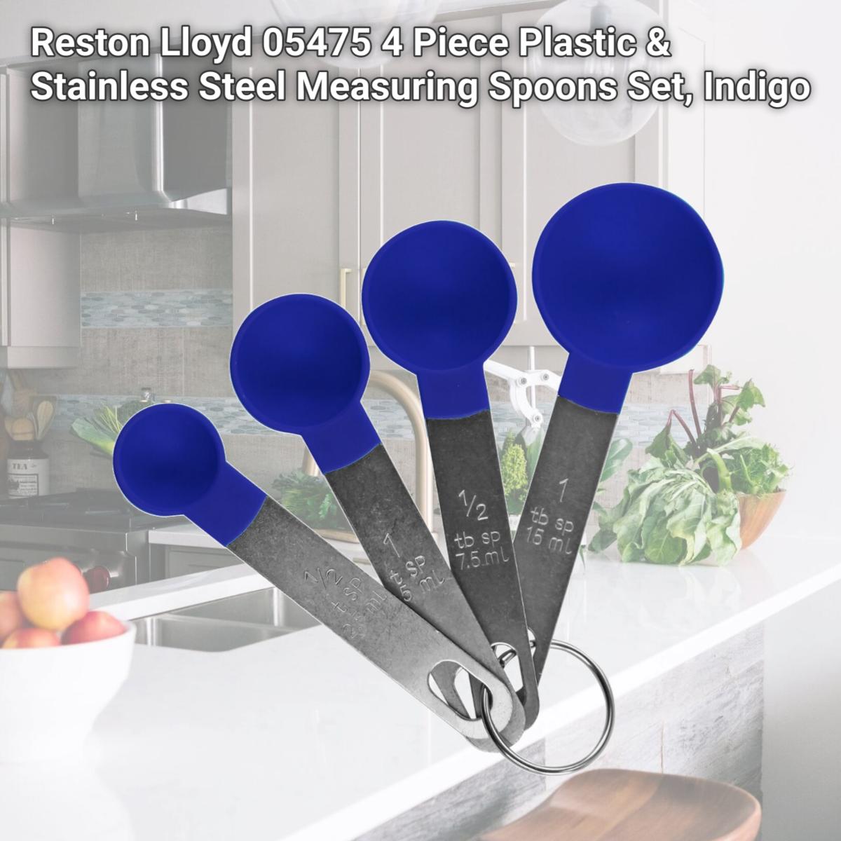 Picture of Reston Lloyd 05475 4 Piece Plastic & Stainless Steel Measuring Spoons Set, Indigo