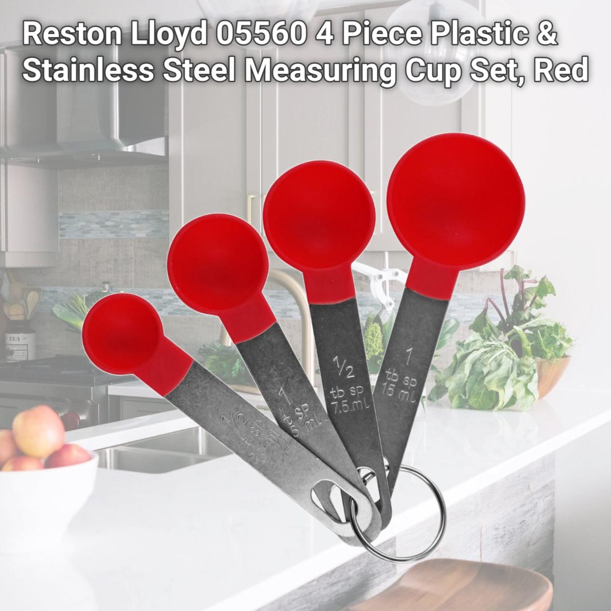 Picture of Reston Lloyd 05560 4 Piece Plastic & Stainless Steel Measuring Cup Set, Red