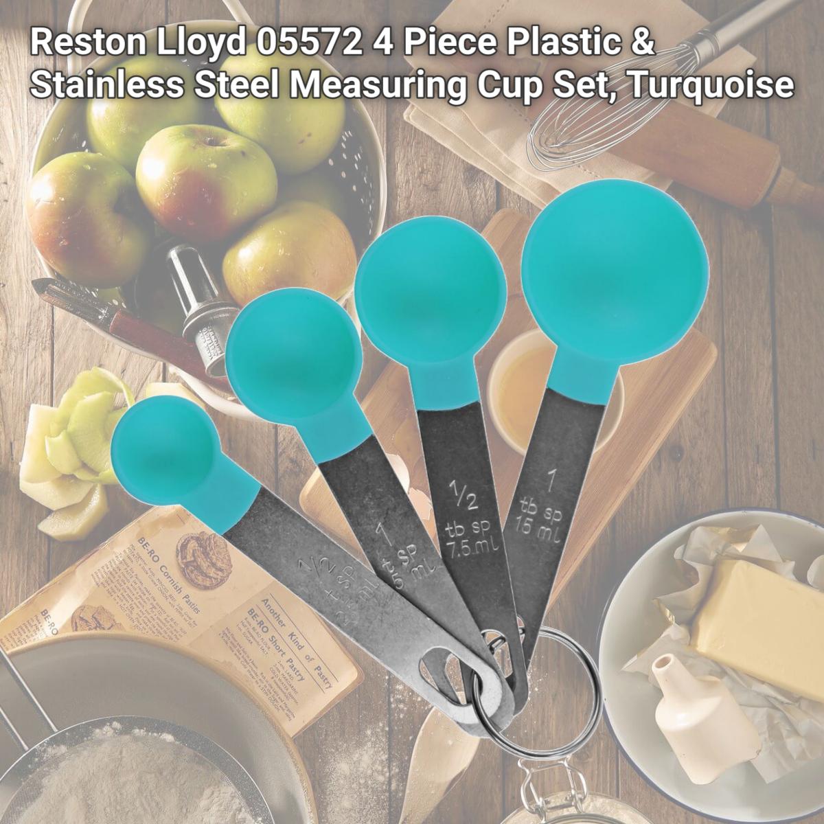 Picture of Reston Lloyd 05572 4 Piece Plastic & Stainless Steel Measuring Cup Set, Turquoise