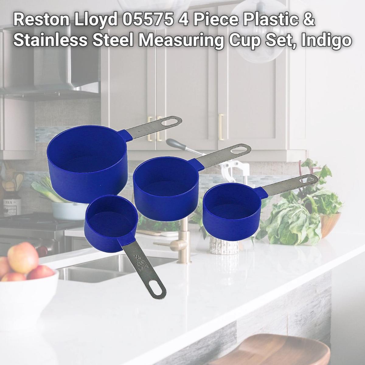 Picture of Reston Lloyd 05575 4 Piece Plastic & Stainless Steel Measuring Cup Set, Indigo