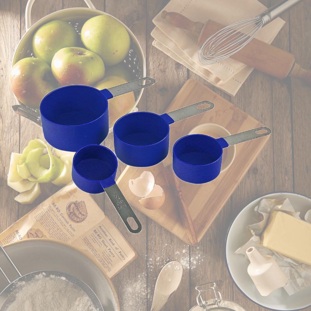 Picture of Reston Lloyd 05575 4 Piece Plastic & Stainless Steel Measuring Cup Set, Indigo