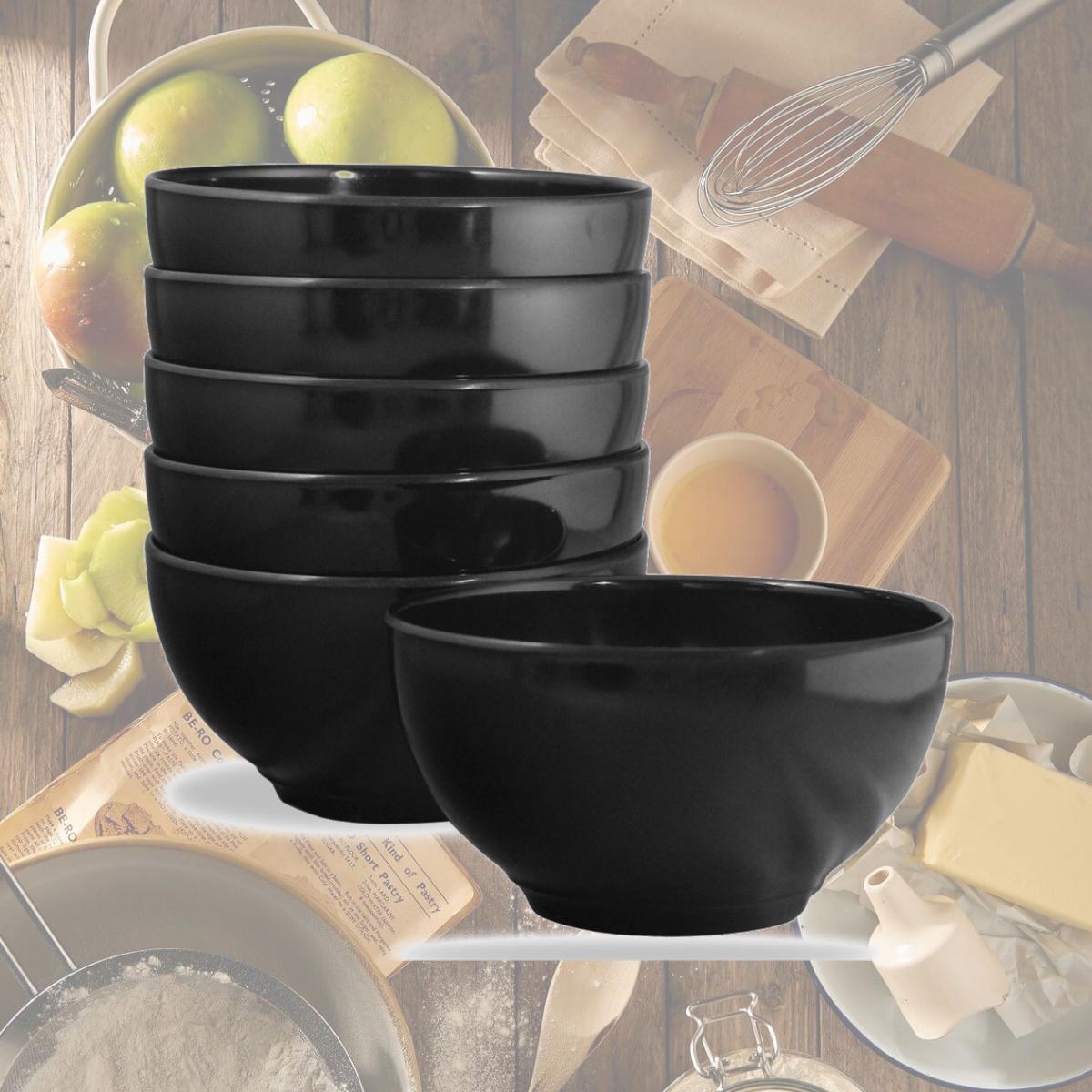 Picture of Reston Lloyd 73100SET Black - Melamine Dinner bowl Set -6-bowls