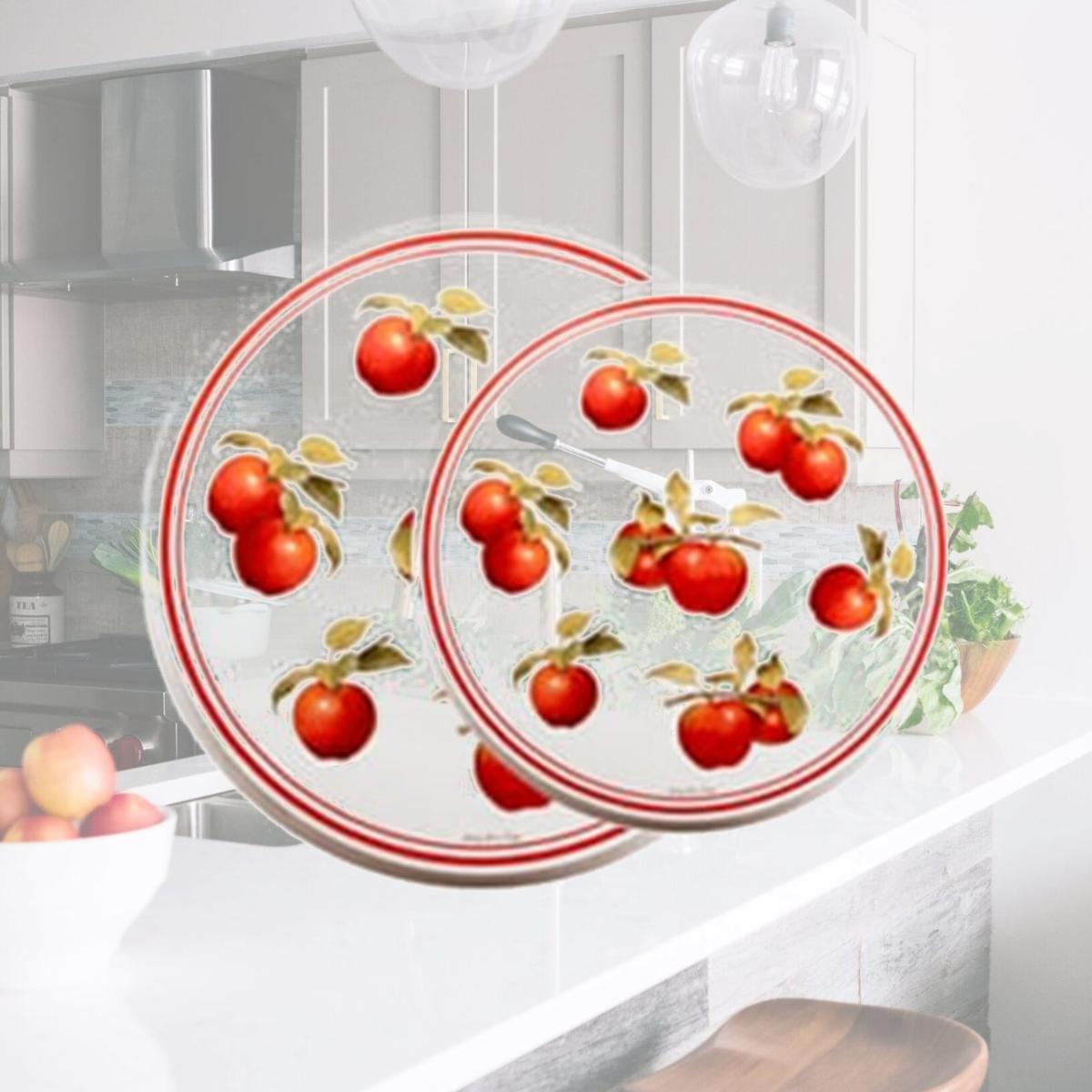 Picture of Reston Lloyd Burner Covers for Electric Stovetop, Decorative Lightweight Tin Covers, Set of 4 Covers (2-8 inch &amp; 2-10 inch), Conceals Messy Drip Pans  - Harvest Apple