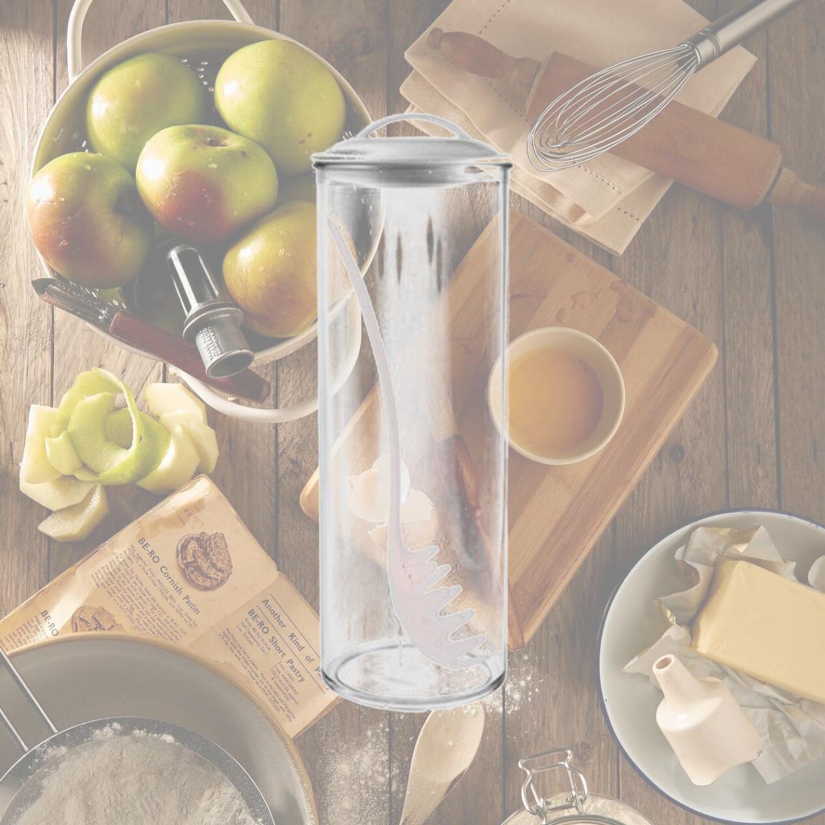 Picture of Reston Lloyd Spaghetti/Pasta Acrylic Canister with Matching Spaghetti Fork - White