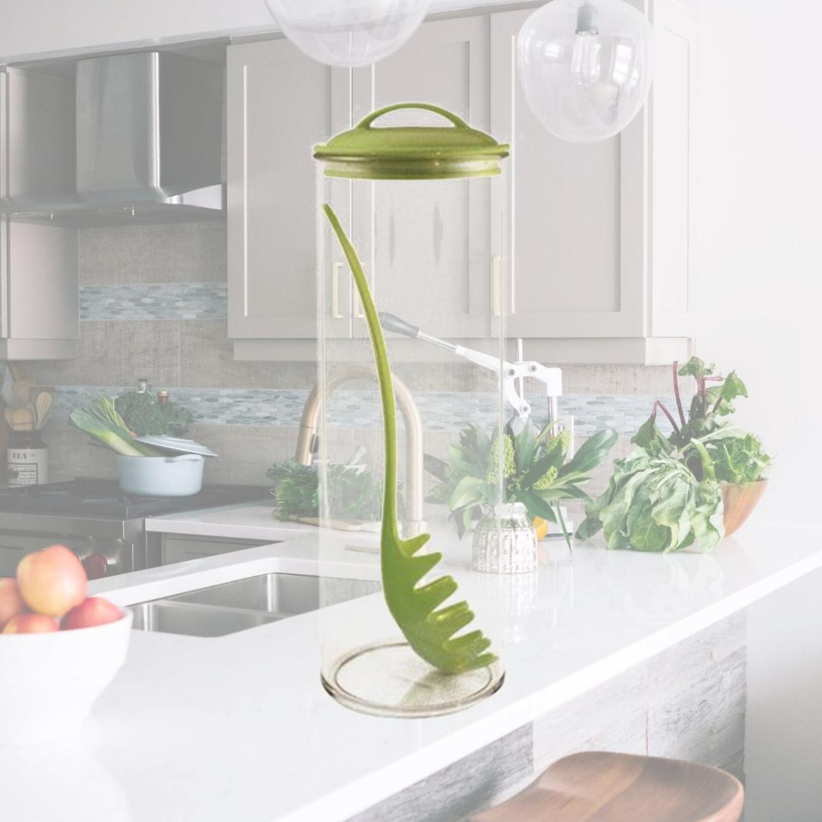Picture of Reston Lloyd Spaghetti/Pasta Acrylic Canister with Matching Spaghetti Fork - Lime
