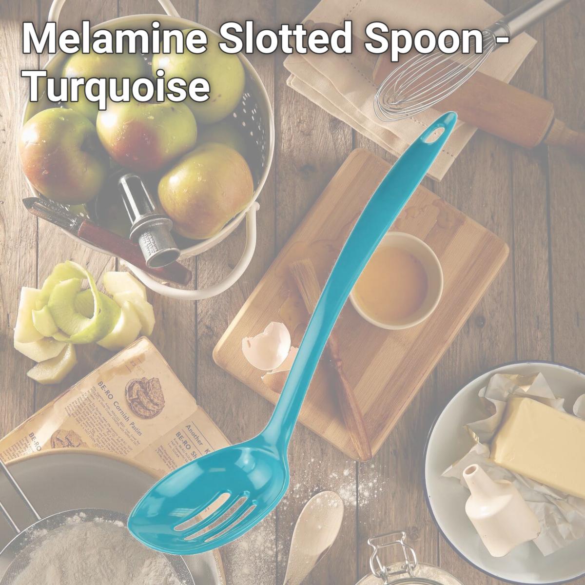 Picture of Reston Lloyd Melamine Slotted Spoon - Turquoise