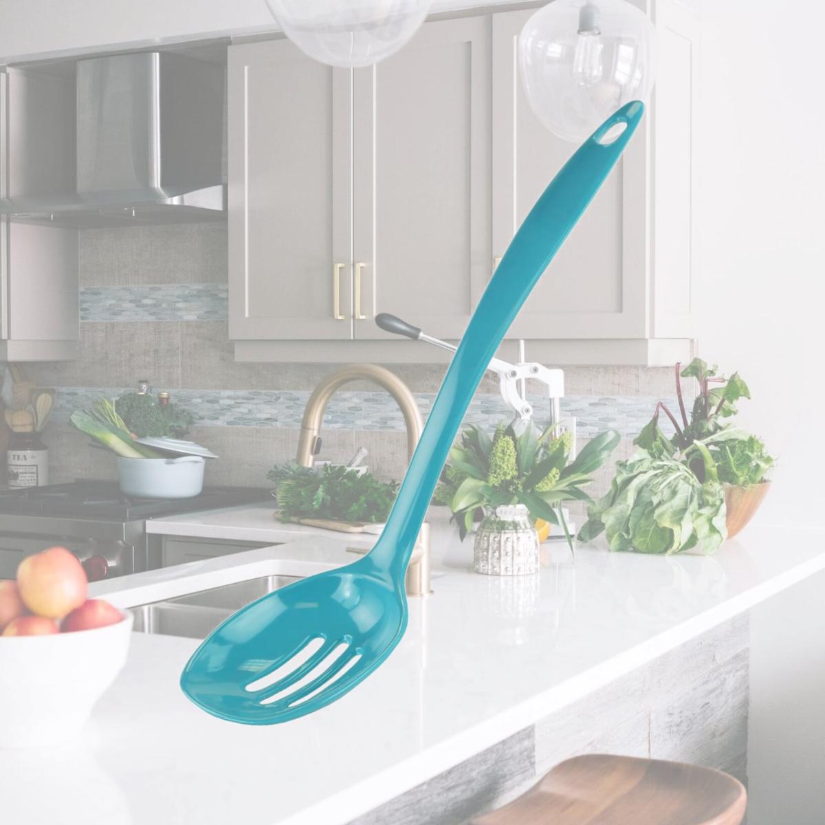 Picture of Reston Lloyd Melamine Slotted Spoon - Turquoise