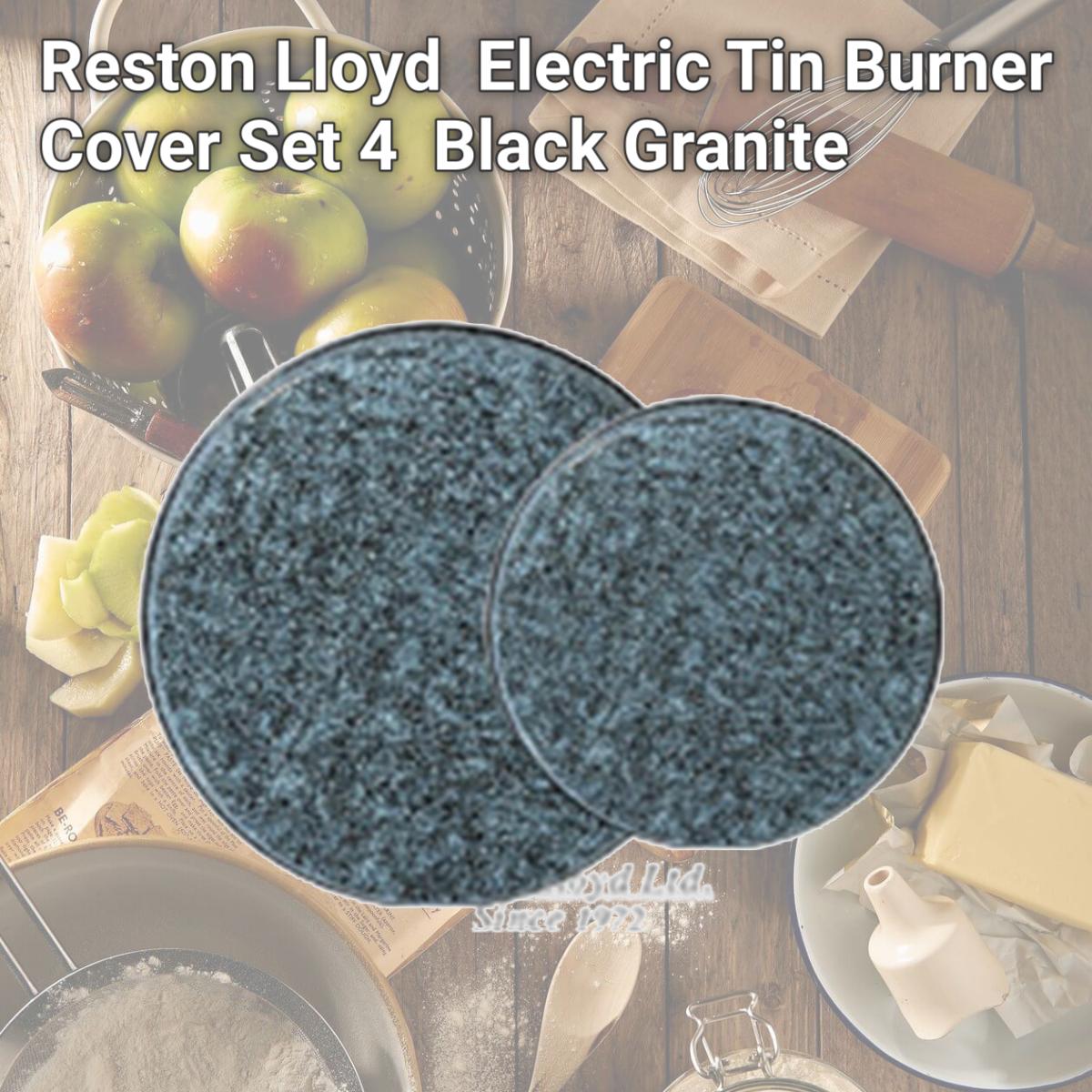 Picture of Reston Lloyd Burner Covers for Electric Stovetop, Decorative Lightweight Tin Covers, Set of 4 Covers (2-8 inch &amp; 2-10 inch), Conceals Messy Drip Pans  - Black Granite
