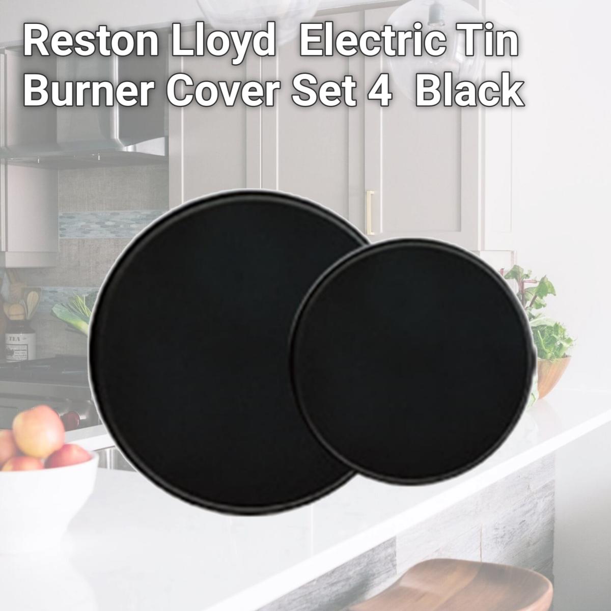 Picture of Reston Lloyd Burner Covers for Electric Stovetop, Decorative Lightweight Tin Covers, Set of 4 Covers (2-8 inch &amp; 2-10 inch), Conceals Messy Drip Pans  - Black