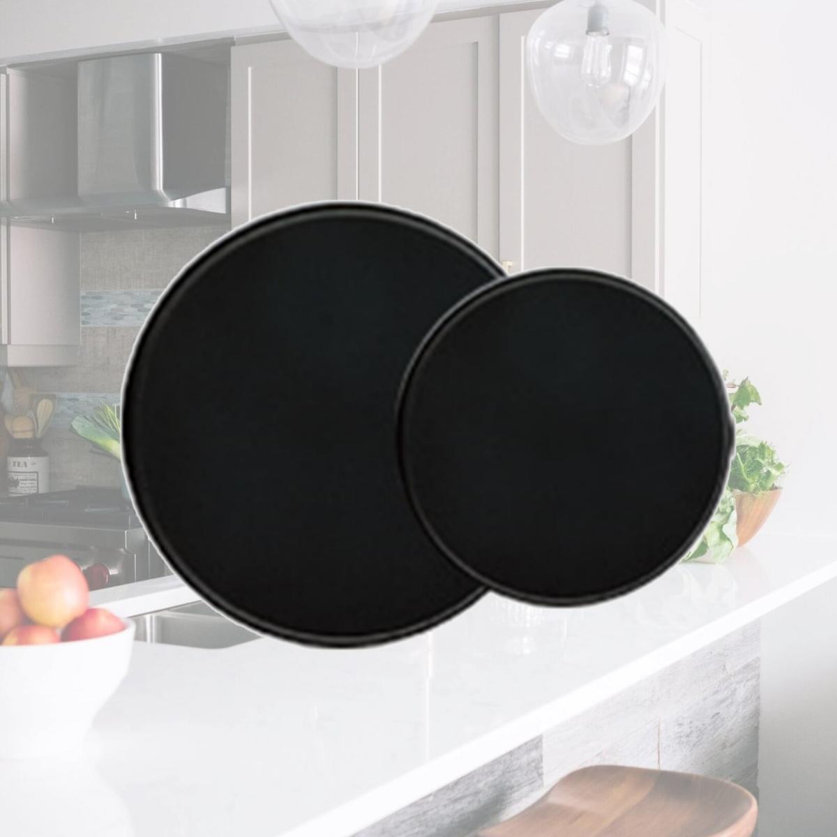 Picture of Reston Lloyd Burner Covers for Electric Stovetop, Decorative Lightweight Tin Covers, Set of 4 Covers (2-8 inch &amp; 2-10 inch), Conceals Messy Drip Pans  - Black