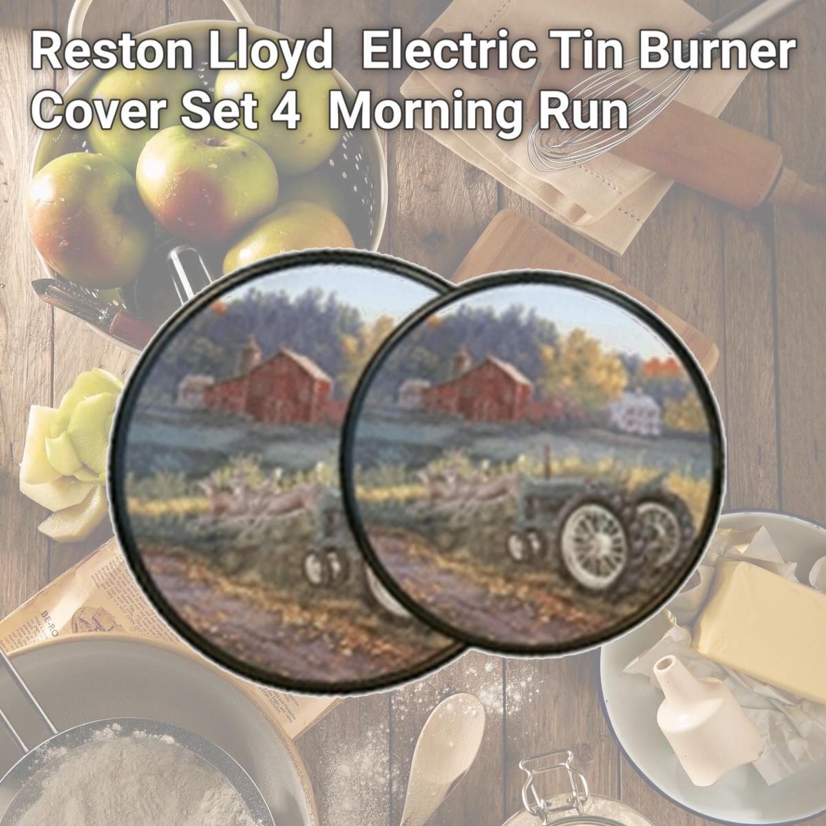 Picture of Reston Lloyd Burner Covers for Electric Stovetop, Decorative Lightweight Tin Covers, Set of 4 Covers (2-8 inch &amp; 2-10 inch), Conceals Messy Drip Pans  - Morning Run