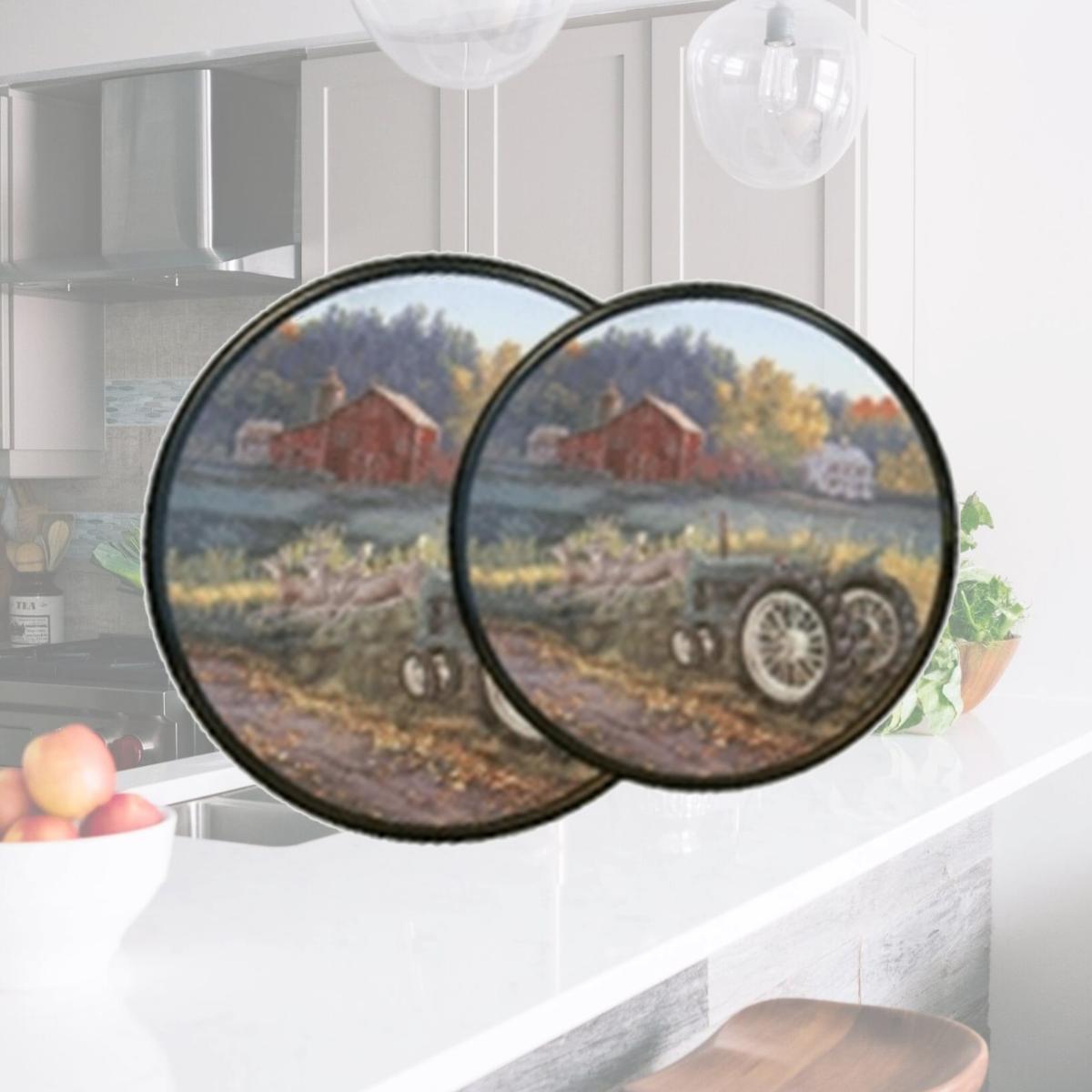 Picture of Reston Lloyd Burner Covers for Electric Stovetop, Decorative Lightweight Tin Covers, Set of 4 Covers (2-8 inch &amp; 2-10 inch), Conceals Messy Drip Pans  - Morning Run