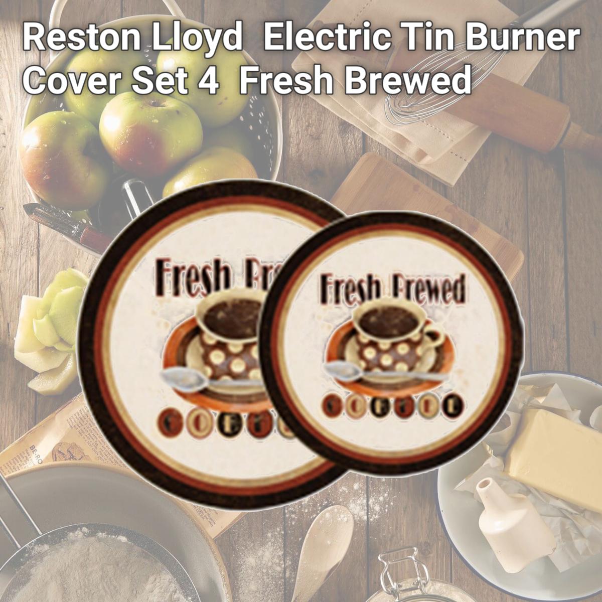 Picture of Reston Lloyd Burner Covers for Electric Stovetop, Decorative Lightweight Tin Covers, Set of 4 Covers (2-8 inch &amp; 2-10 inch), Conceals Messy Drip Pans  - Fresh Brewed