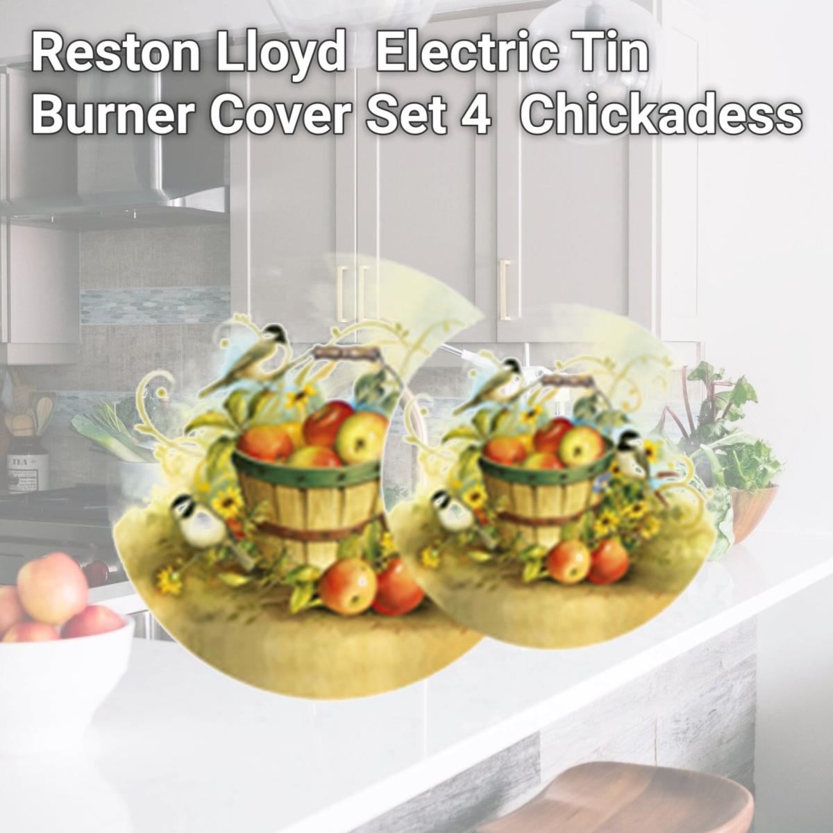 Picture of Reston Lloyd Burner Covers for Electric Stovetop, Decorative Lightweight Tin Covers, Set of 4 Covers (2-8 inch &amp; 2-10 inch), Conceals Messy Drip Pans  - Chickadess