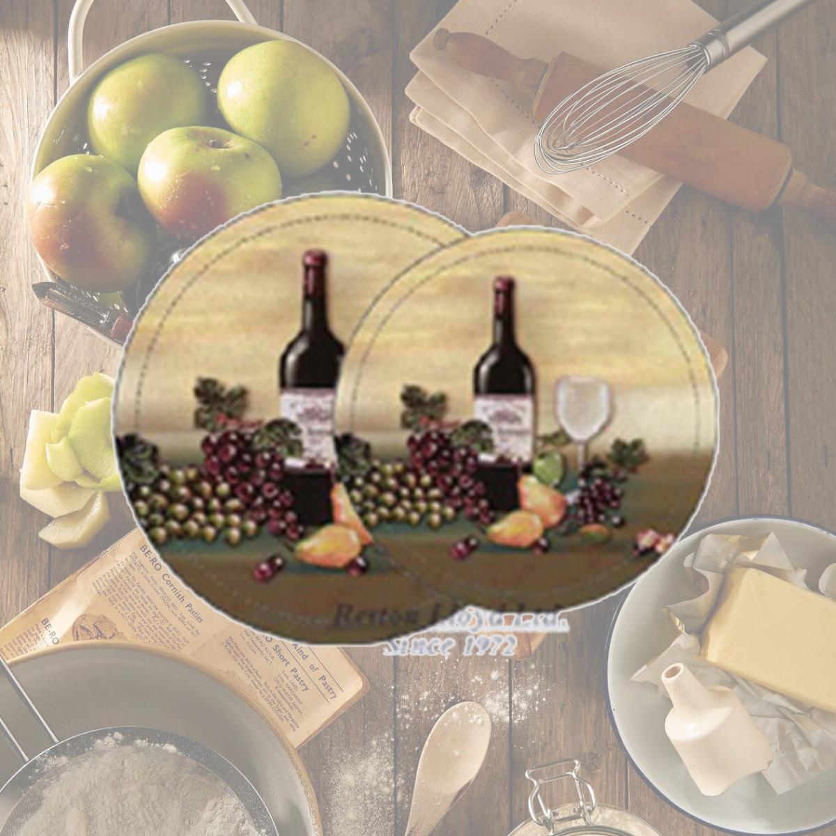 Picture of Reston Lloyd Burner Covers for Electric Stovetop, Decorative Lightweight Tin Covers, Set of 4 Covers (2-8 inch &amp; 2-10 inch), Conceals Messy Drip Pans  - Wine &amp; Vine