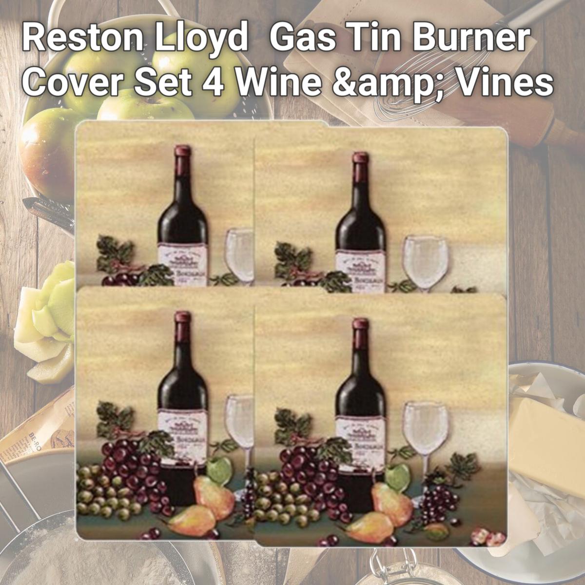 Picture of Reston Lloyd G-636-A Gas Tin Burner Cover Set 4 Wine &amp; Vines 