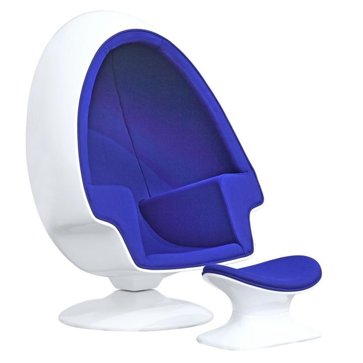 Al10070 Alpha Egg Chair & Ottoman, Blue - 52 X 38 X 40 In.