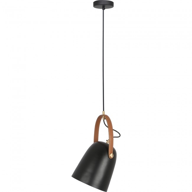 Lpc4277 Issa Ceiling Fixture, Black & Light Brown Leather - Small