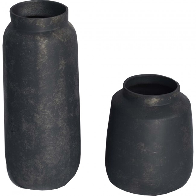 Vas139 Aluminum Carven Vase, Distressed Grey - Small