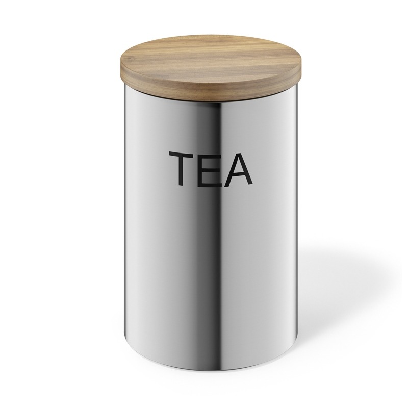 24004 10.6 Oz Cera Tea Container - Matte Stainless Steel With Bamboo Top