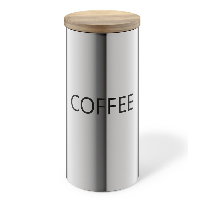 24006 17.64 Oz Cera Coffee Container - Matte Stainless Steel With Bamboo Top