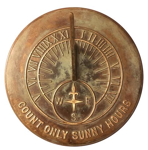 Rome Industries 2120 Brass Count Only Sunny Hours Sundial Solid Brass White With Patina