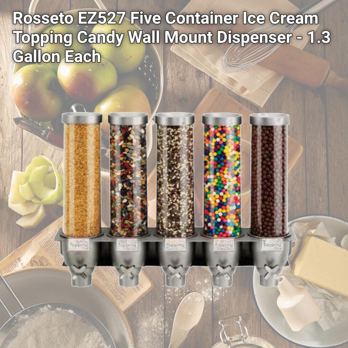 Picture of Rosseto EZ527 Five Container Ice Cream Topping Candy Wall Mount Dispenser - 1.3 Gallon Each