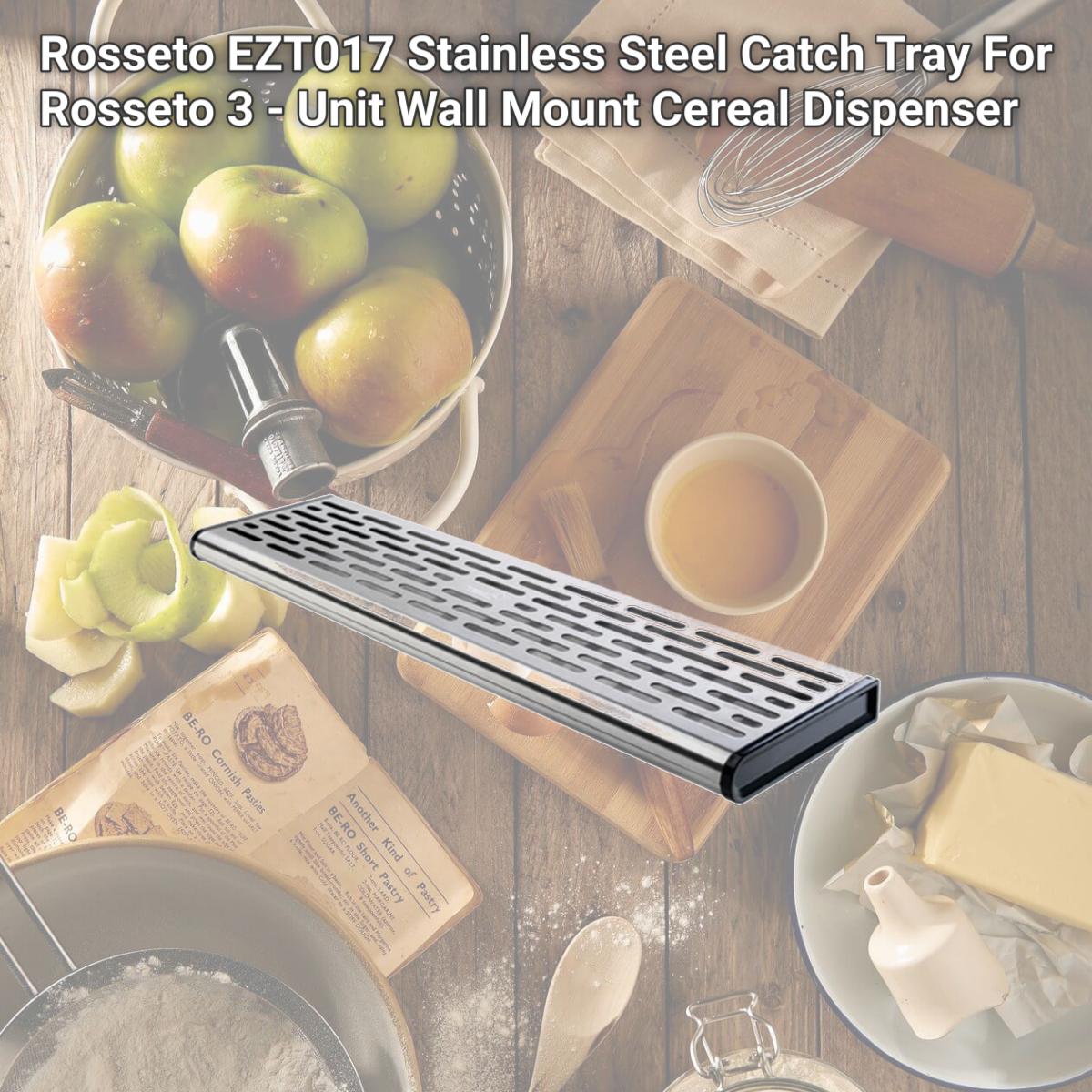 Picture of Rosseto EZT017 Stainless Steel Catch Tray For Rosseto 3 - Unit Wall Mount Cereal Dispenser