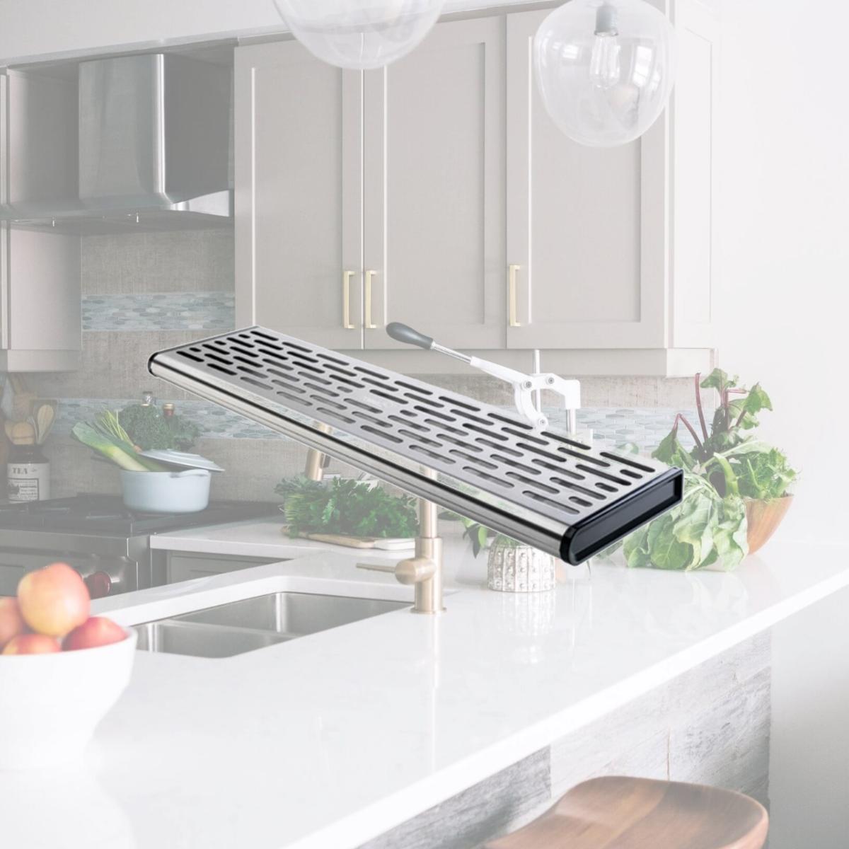 Picture of Rosseto EZT017 Stainless Steel Catch Tray For Rosseto 3 - Unit Wall Mount Cereal Dispenser