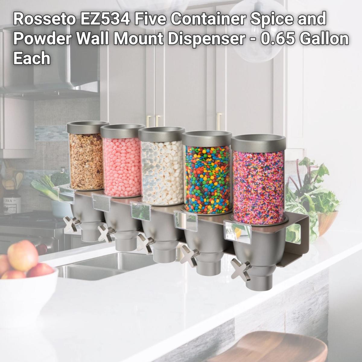 Picture of Rosseto EZ534 Five Container Spice and Powder Wall Mount Dispenser - 0.65 Gallon Each