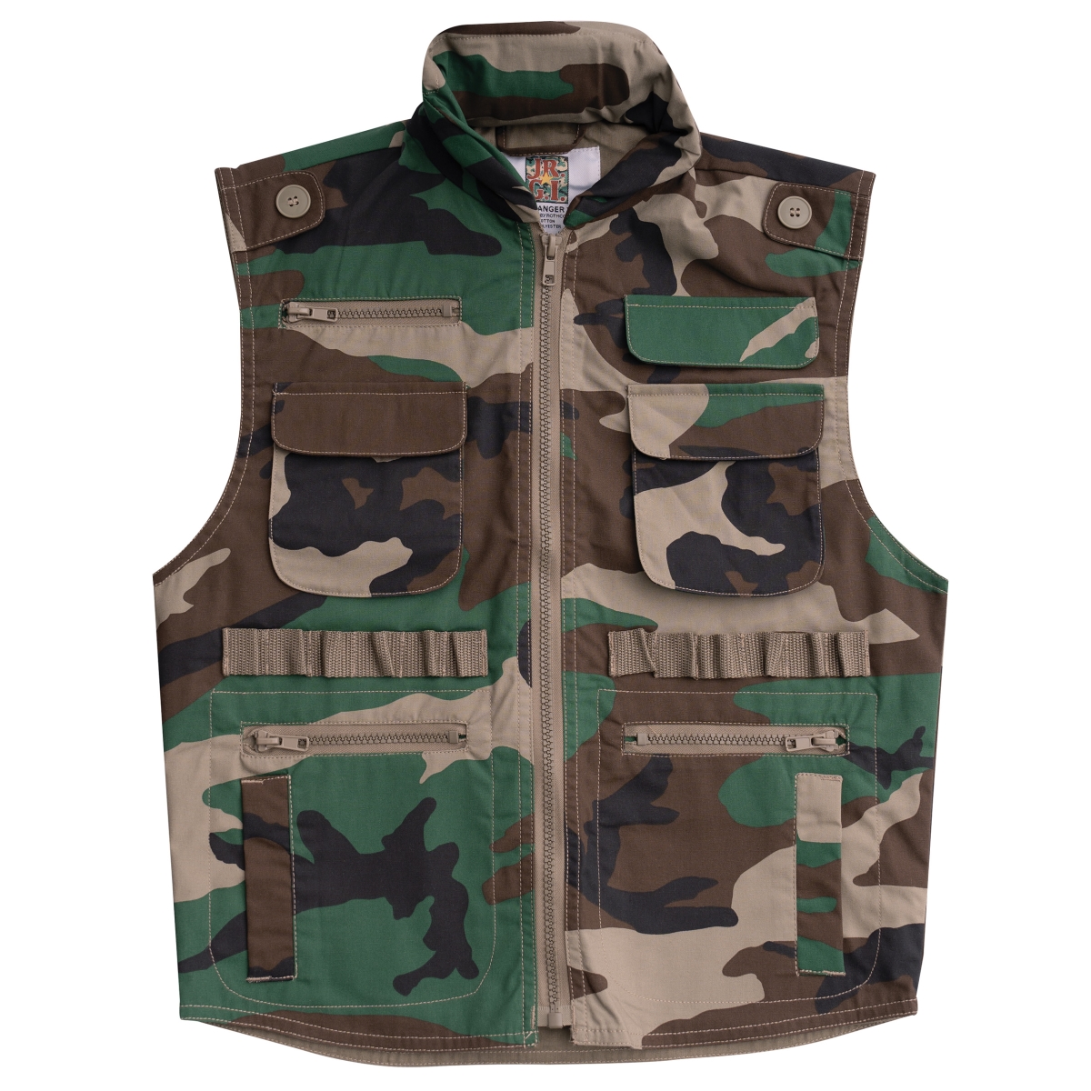 9886 Men Kids Ranger Vest, Woodland Camo - Extra Large