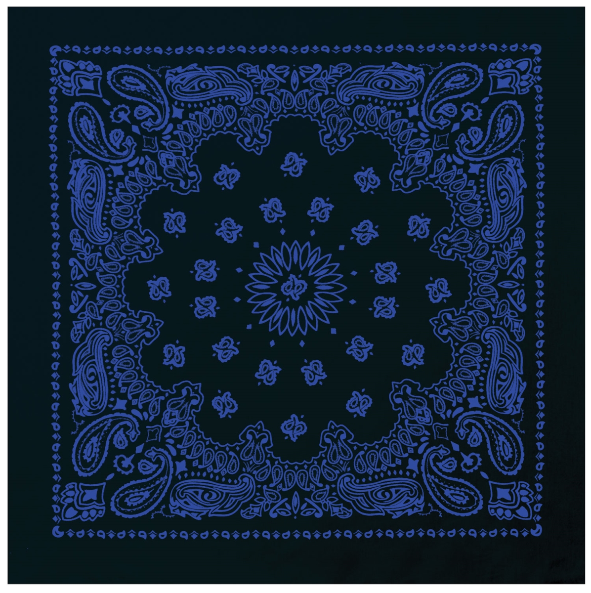 19392 27 x 27 in. Trainmen Paisley Bandana - Extra Large, Black & Blue