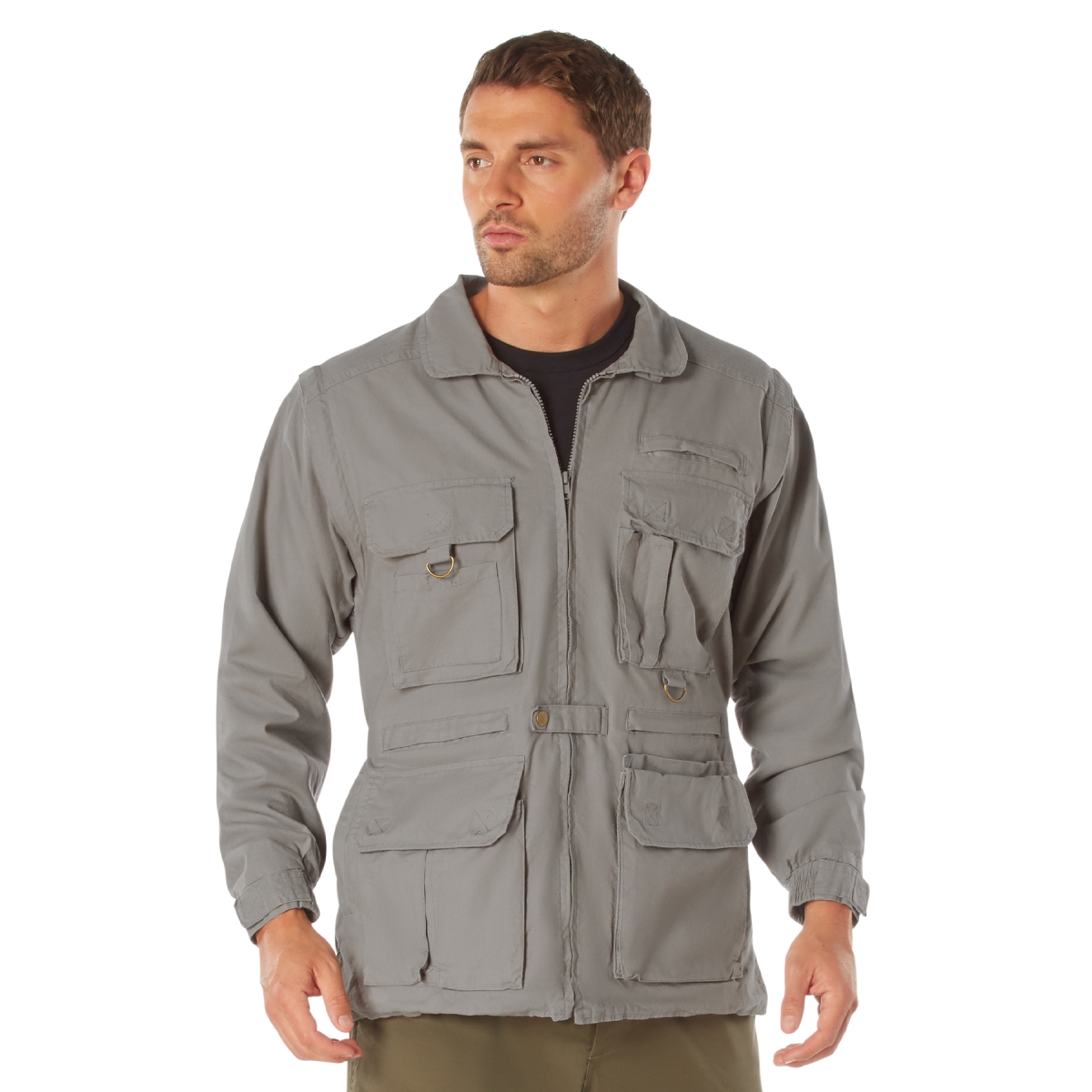 8524 Men Convertible Safari Jacket, Khaki - 2XL