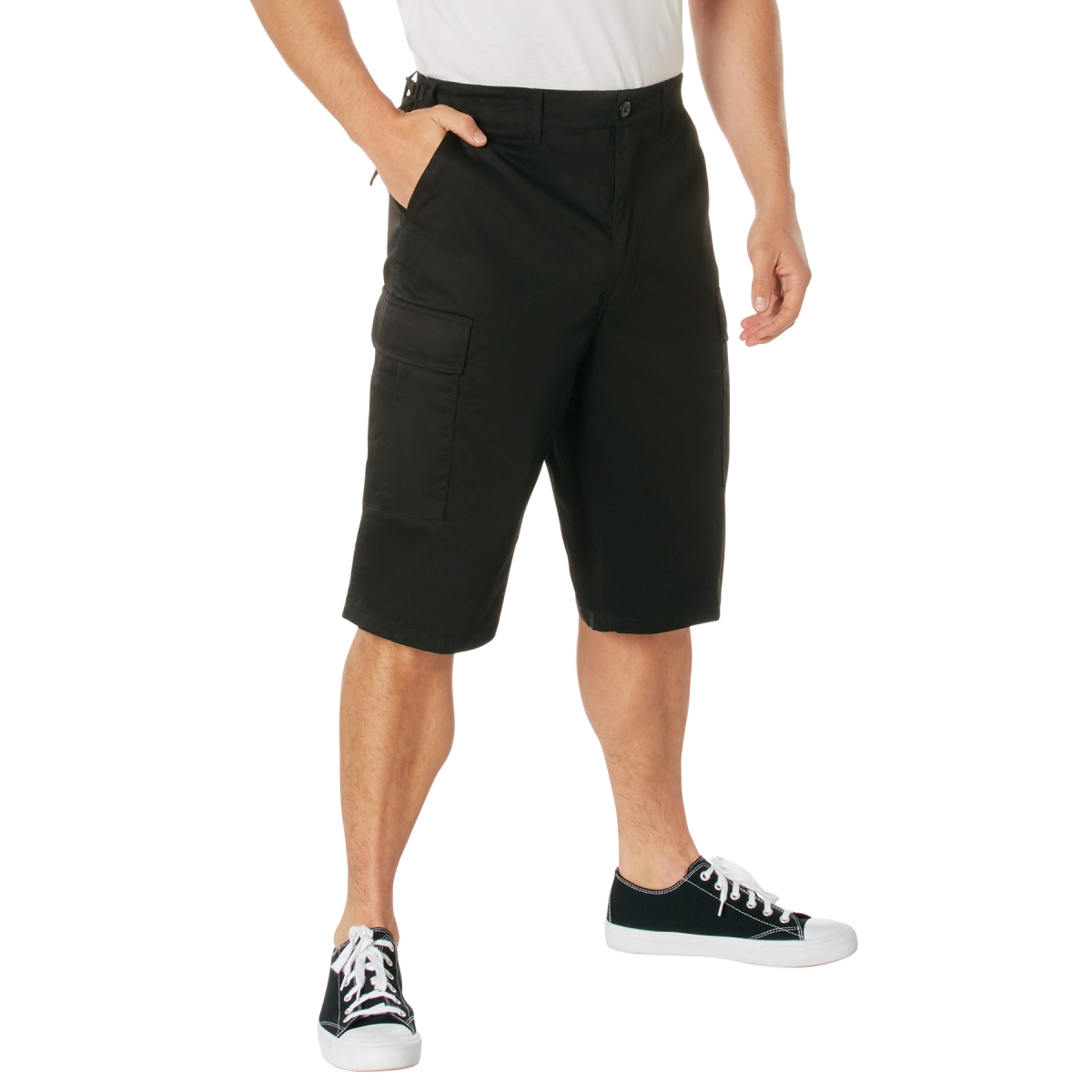 8721 Men Long Length Battle Dress Uniform Shorts, Black - 2XL