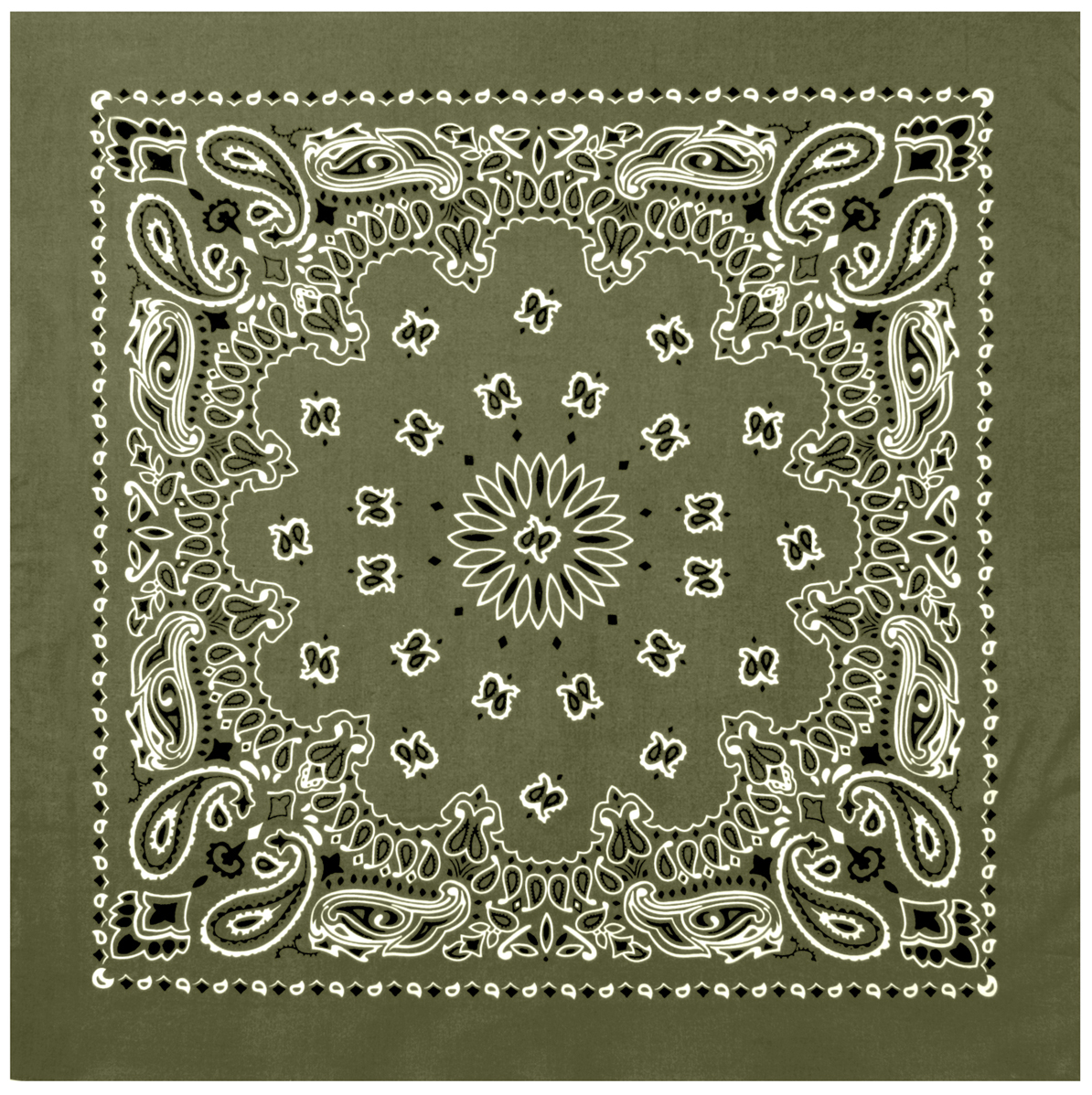 28793 27 x 27 in. Trainmen Paisley Bandana, Olive Drab - Extra Large
